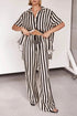 'Bronte' Striped Half Sleeve Top and Pants Set - Celes Fashion